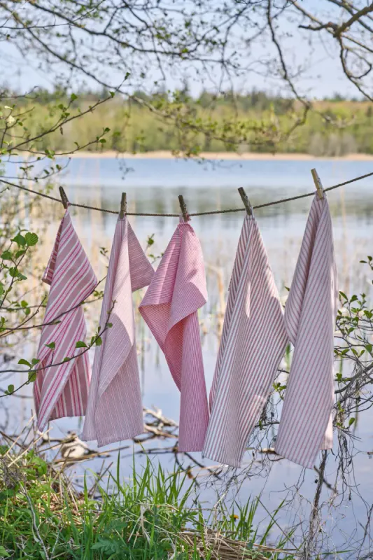 Kjøkkenhåndkle Striper Rosa